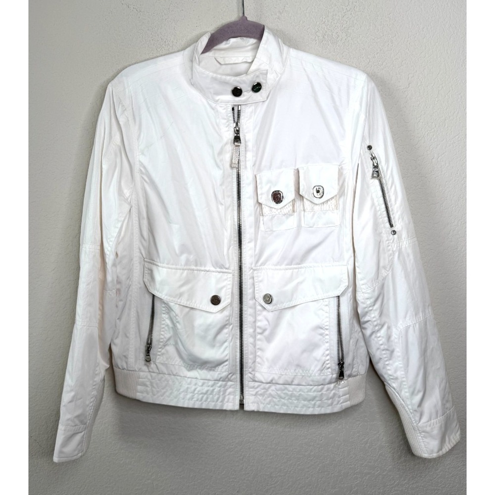 Lauren Ralph Lauren Bomber Jacket Women's L Nylon White Utility Military
